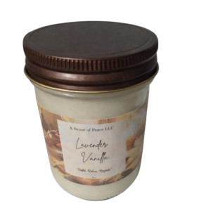 Lavender Vanilla Scented Candle by A Sense of Peace LLC